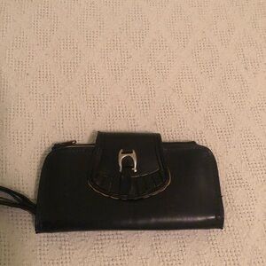 VINTAGE McDuff Black Women's Leather Wallet with Silver Accent
